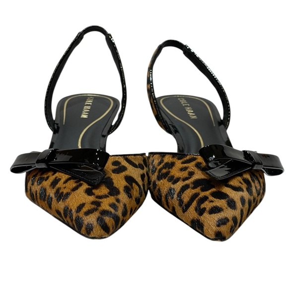 🔥SALE🔥COLE HANN NOELLA BOW CALF HAIR LEOPARD PRINT SLINGBACK PUMPS SZ 8 B NWOT - Picture 5 of 13